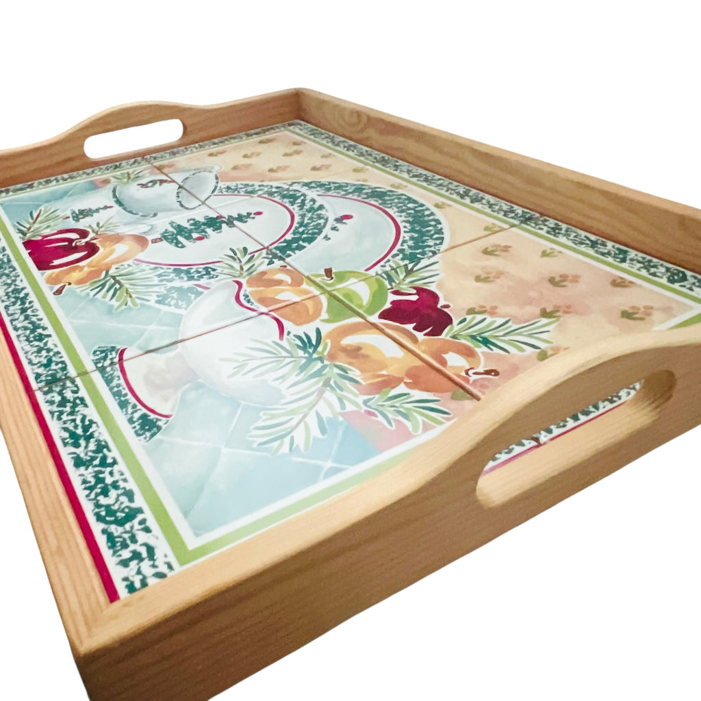 Vintage 1999 Furio Home Italy Christmas Tree Wood Tile Serving Tray
