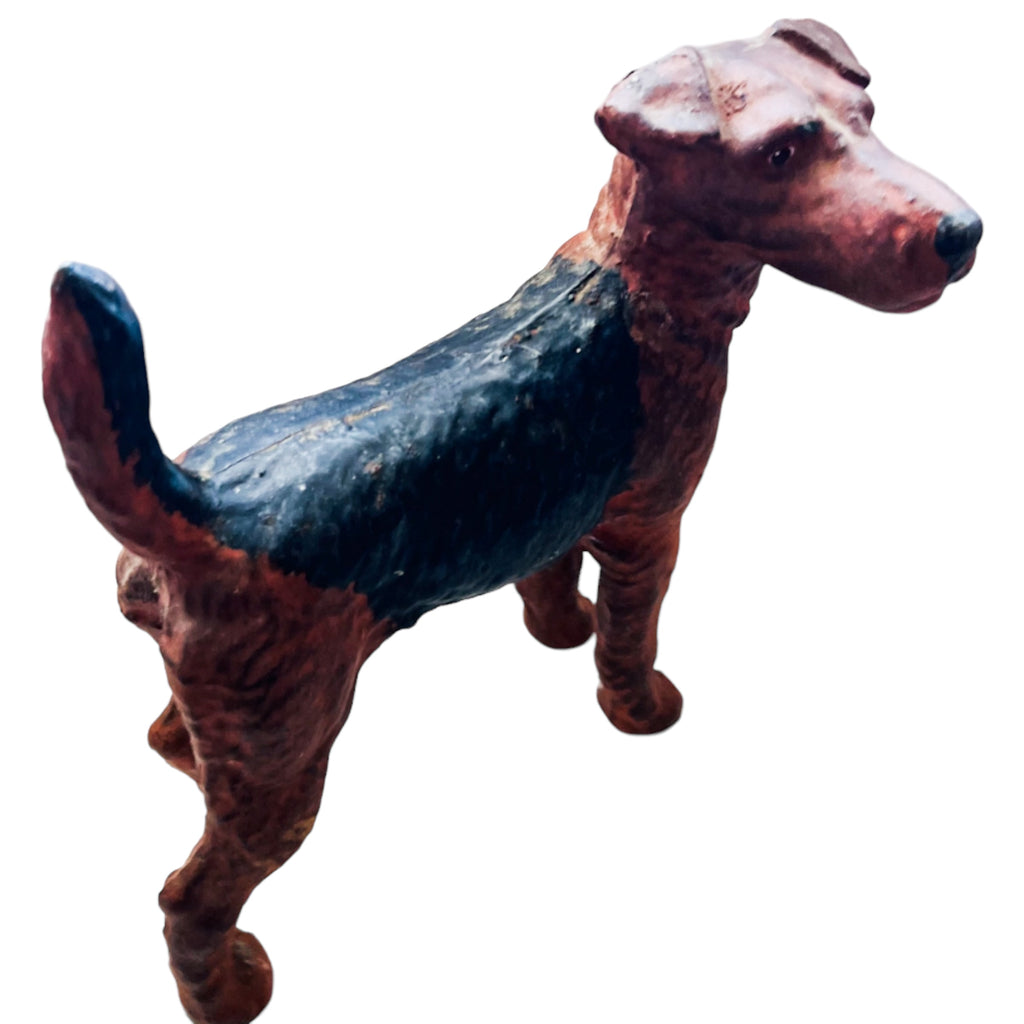 Antique Fox Terrier Cast Iron Doorstop Statue