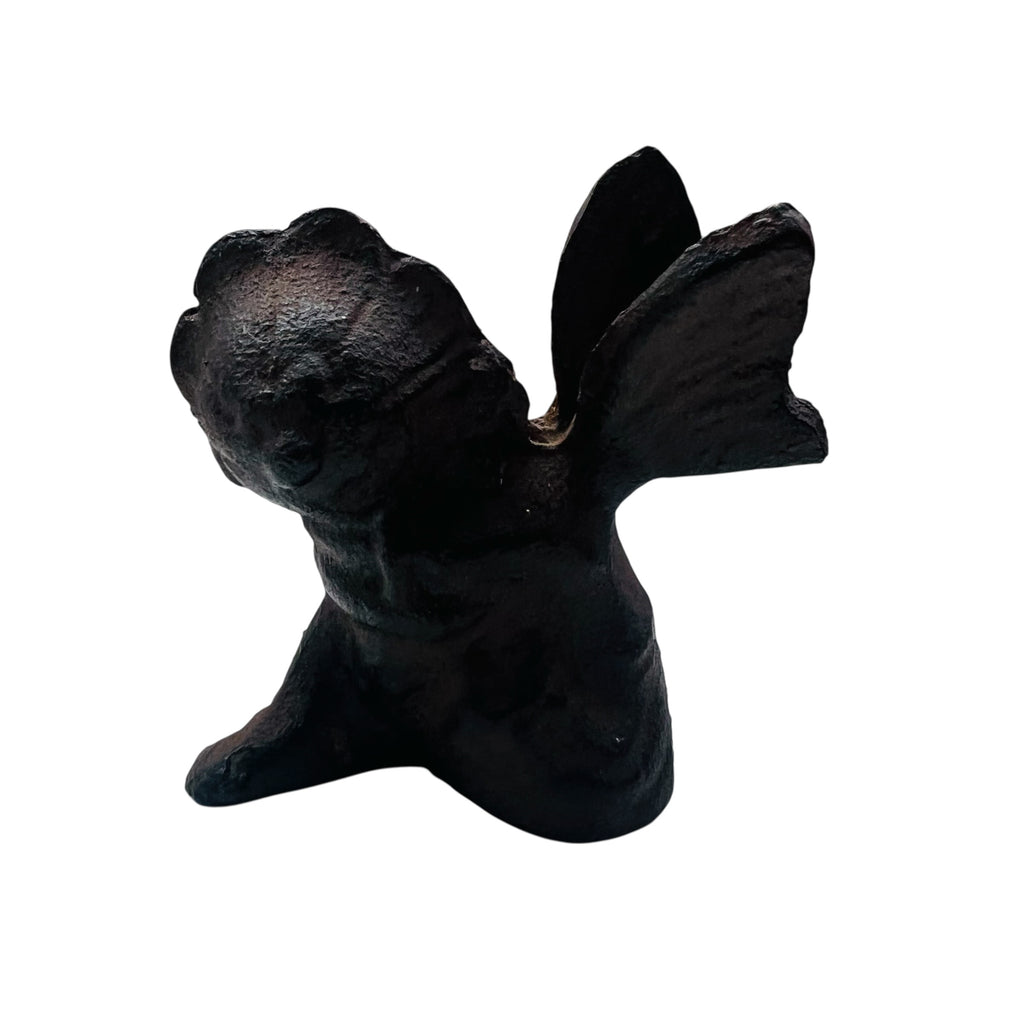 Vintage Cherub Sitting Angel Cherub Rustic Cast Iron Figurine