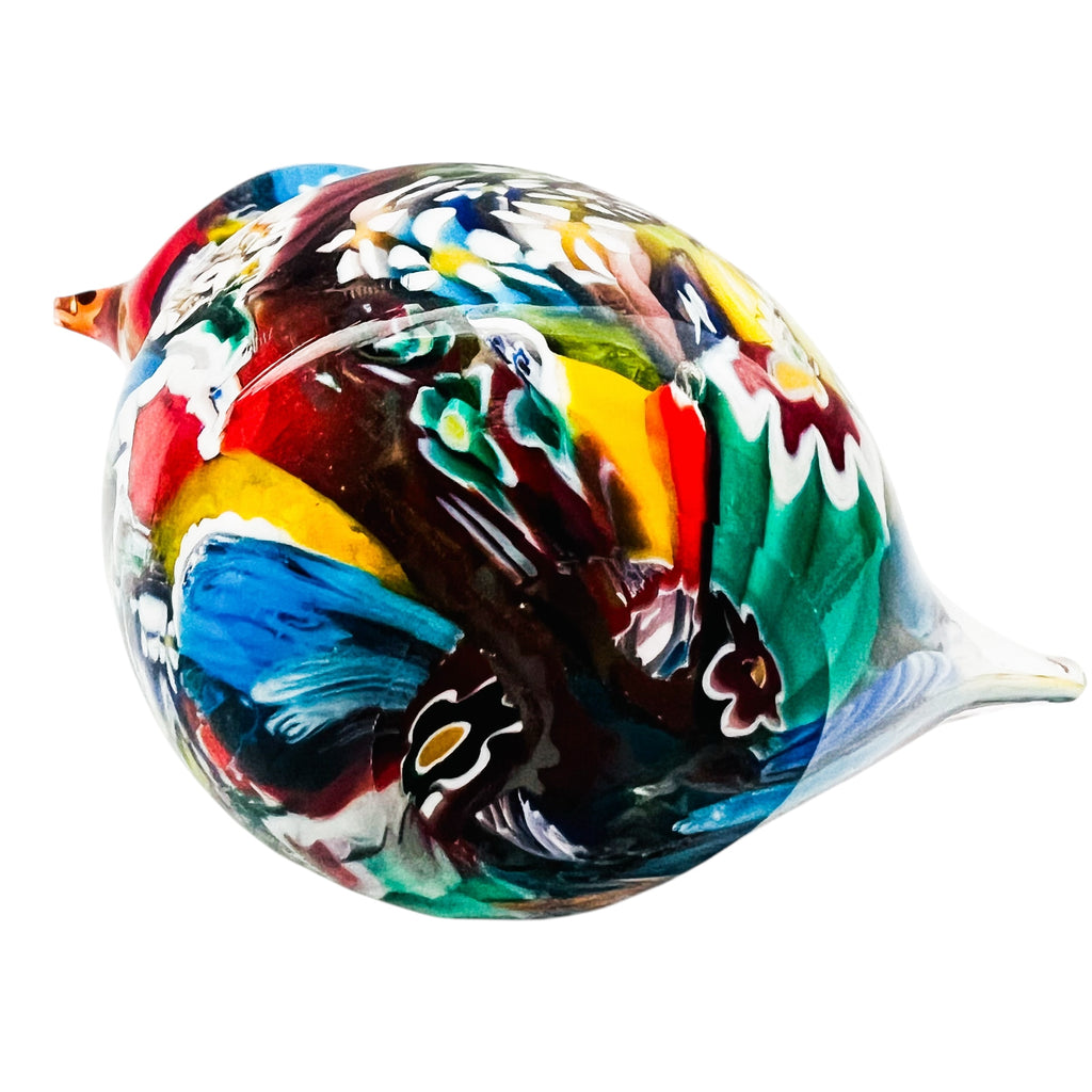 Vintage Murano Millefiori Bird Art Glass Paperweight Figurine