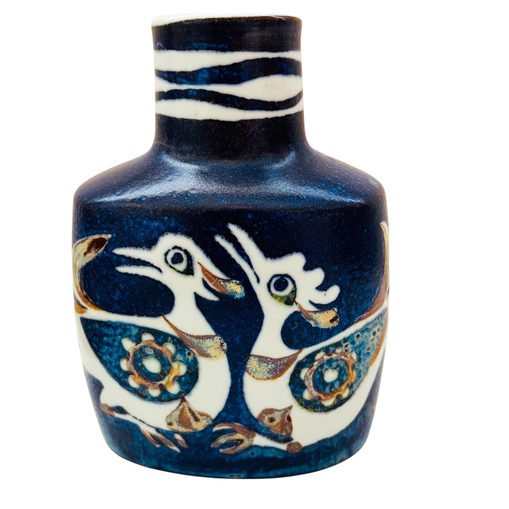 Vintage Royal Copenhagen Nils Thorssen Faience Birds Vase
