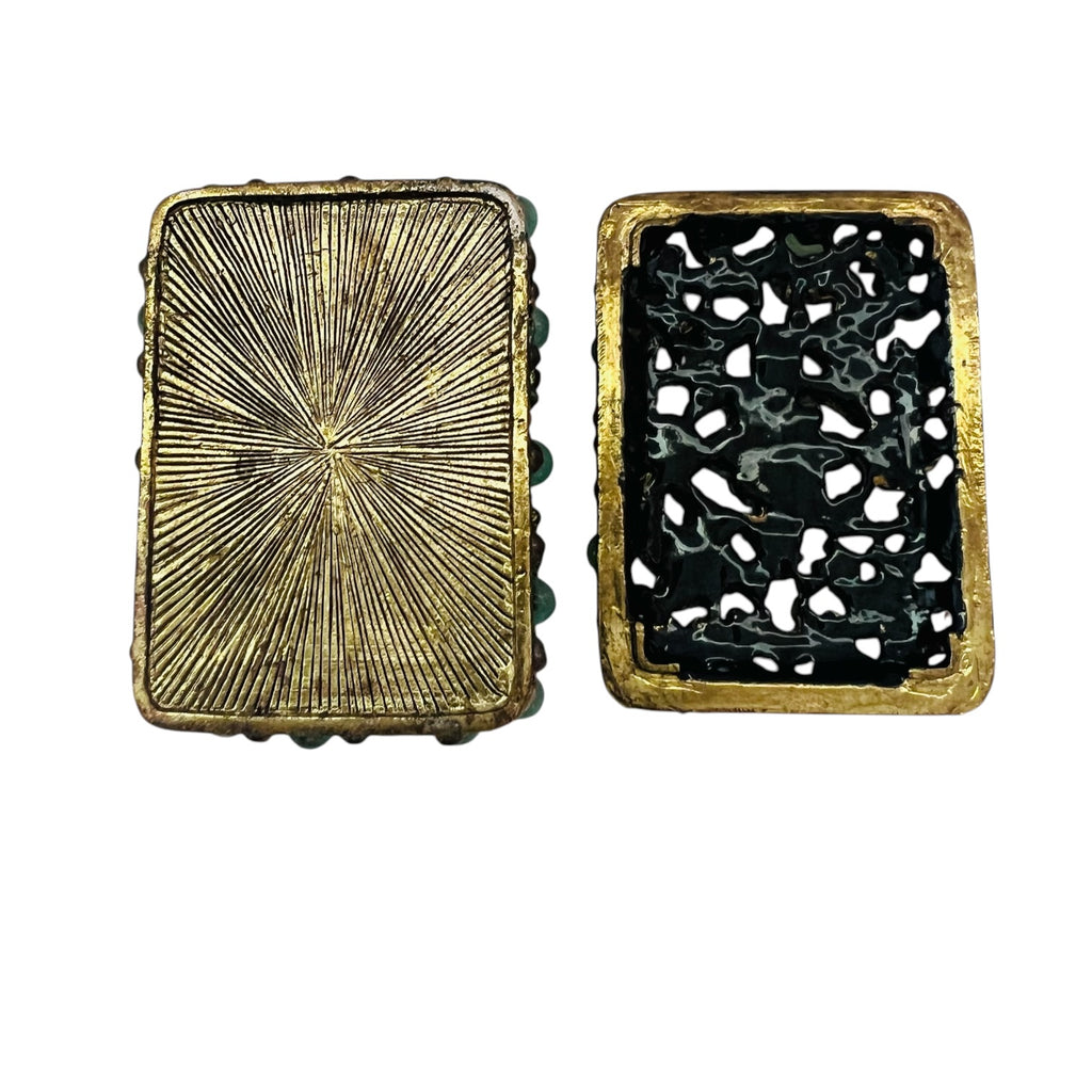 Vintage Trinket Jeweled Floral Filigree Enamel Box with Lid