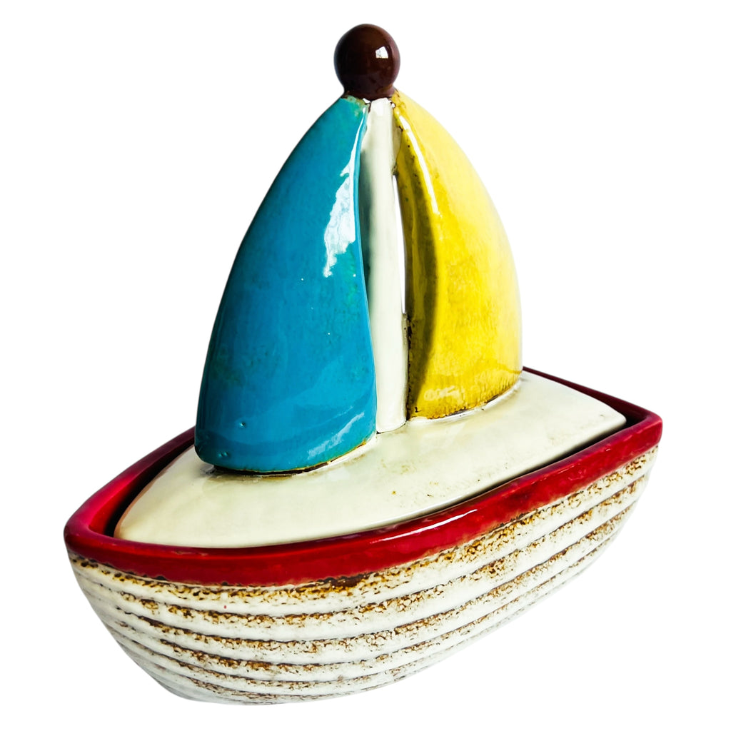 Nautical Sailboat Canister Ceramic w/Lid