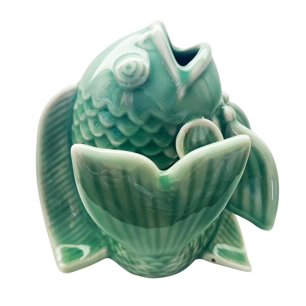 Vintage Wide Mouth Coy Fish Ceramic Figurine