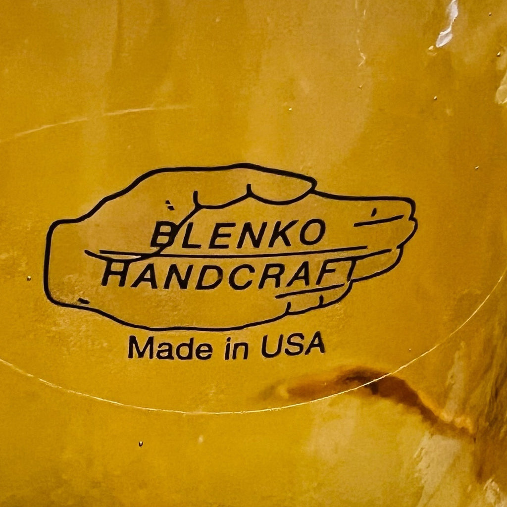 Vintage Blenko Amber Yellow Glass Double Spout Water Bottle Carafe Pitcher Vase