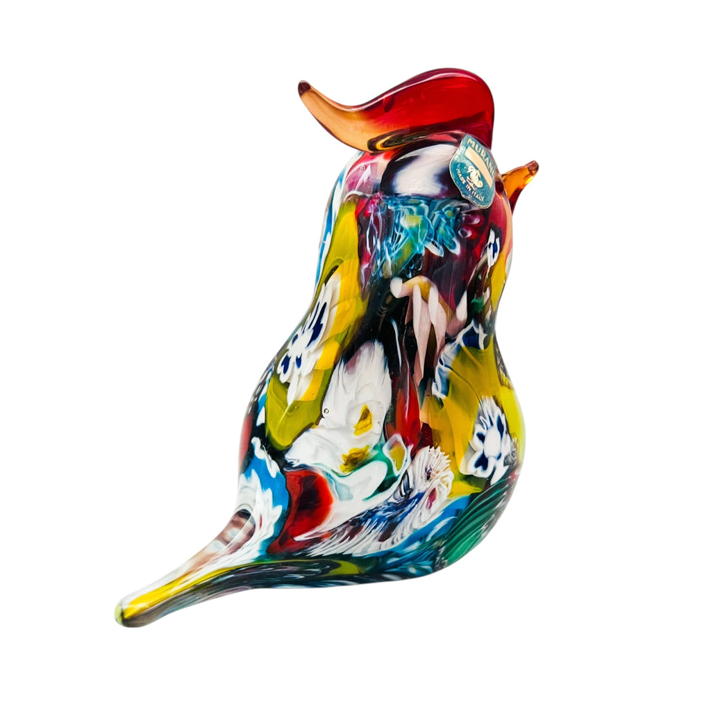 Vintage Murano Millefiori Bird Art Glass Paperweight Figurine