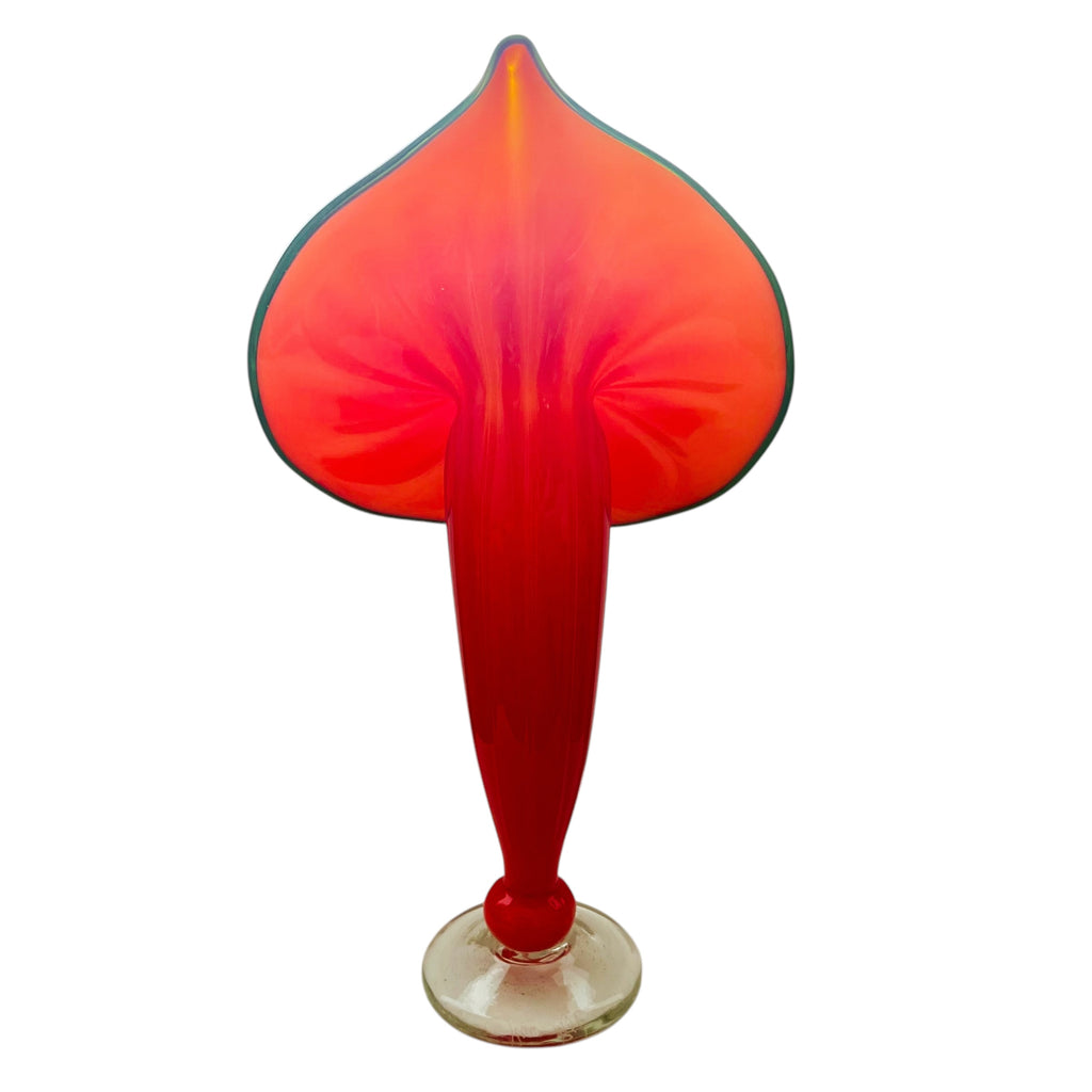 Vintage Jack The Pulpit Orange Art Glass Vase