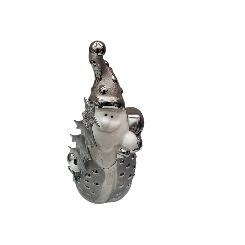 Vintage Pier 1 Imports Pere Noel Silver Porcelain Santa Claus Figurine
