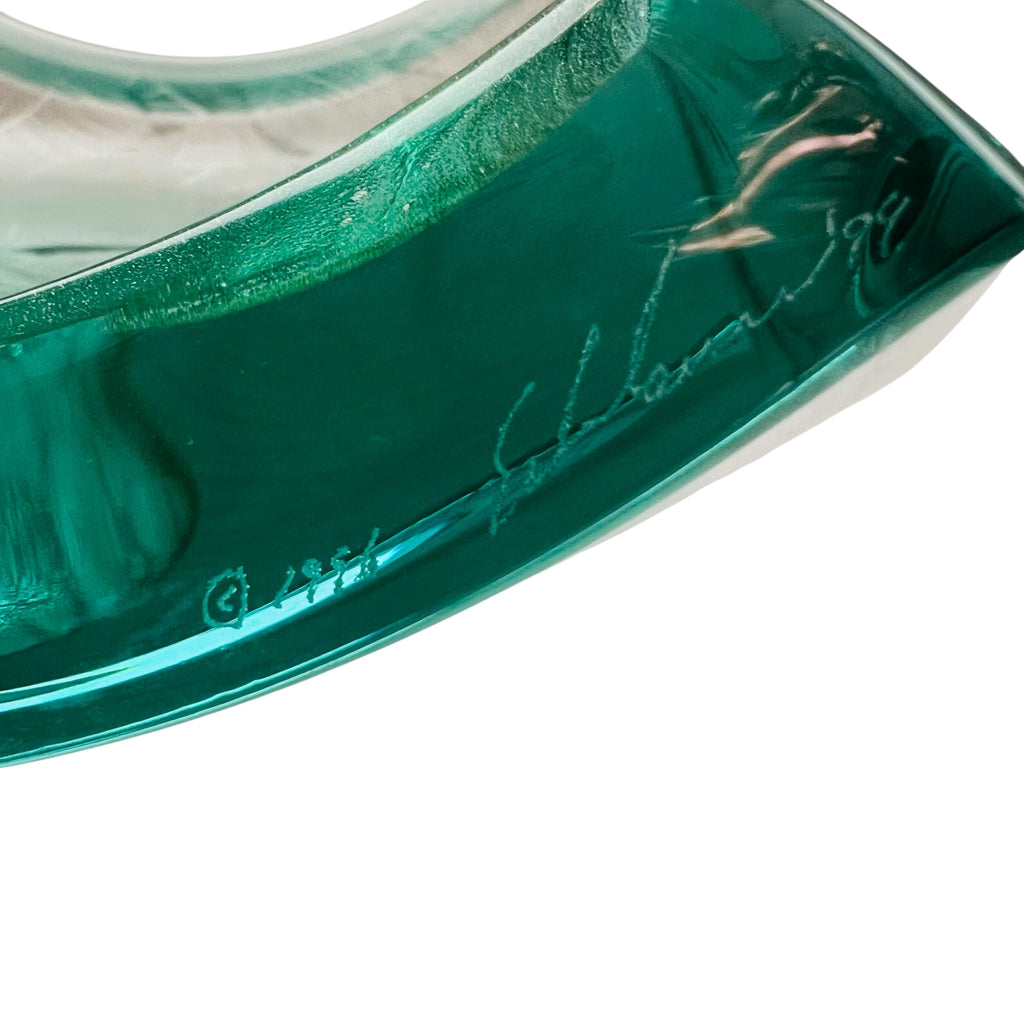 Vintage Stephen Schlanser Art Glass Catch All Tray Signed Bowl