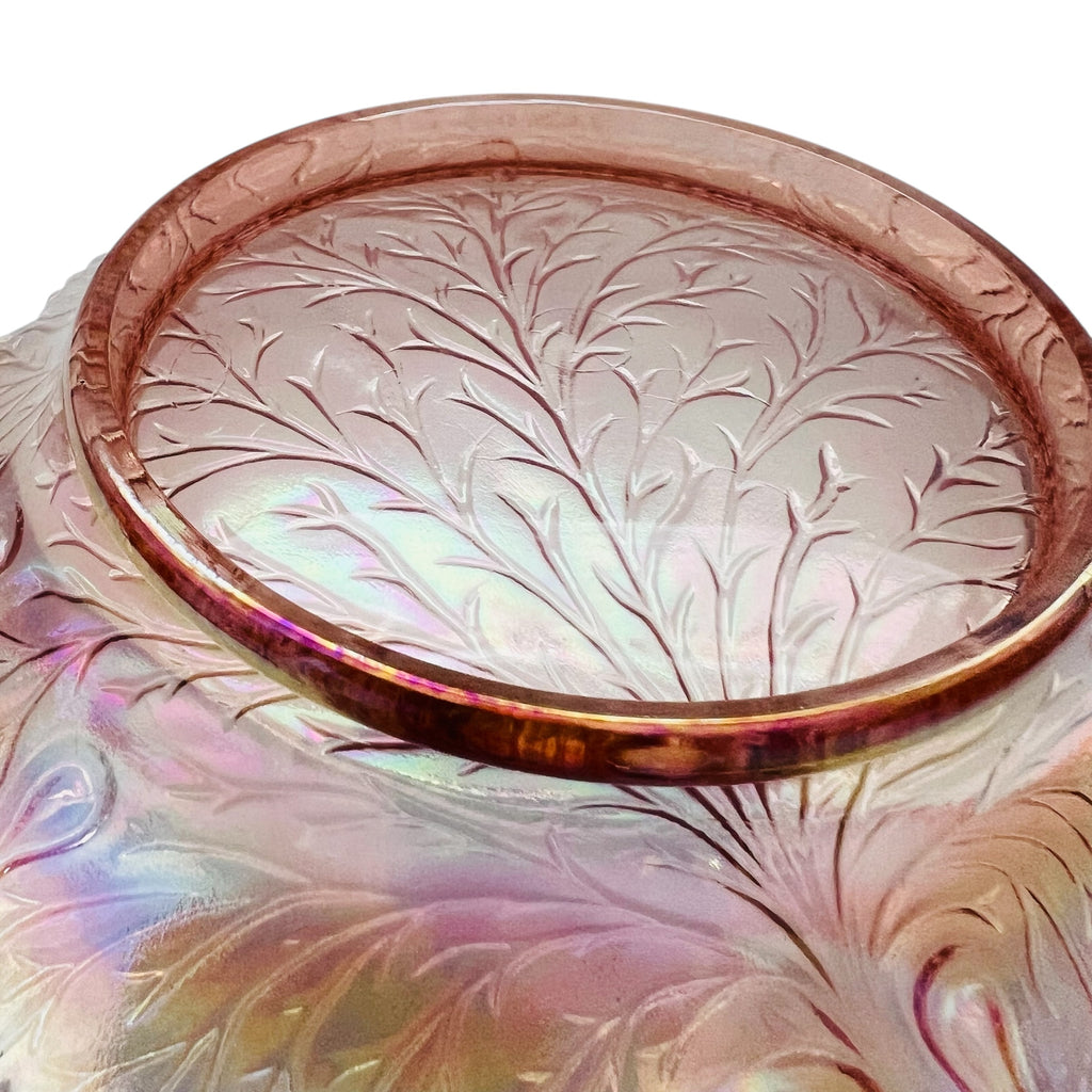 Vintage Rose Pink Iridescent Leaf Serving Dish