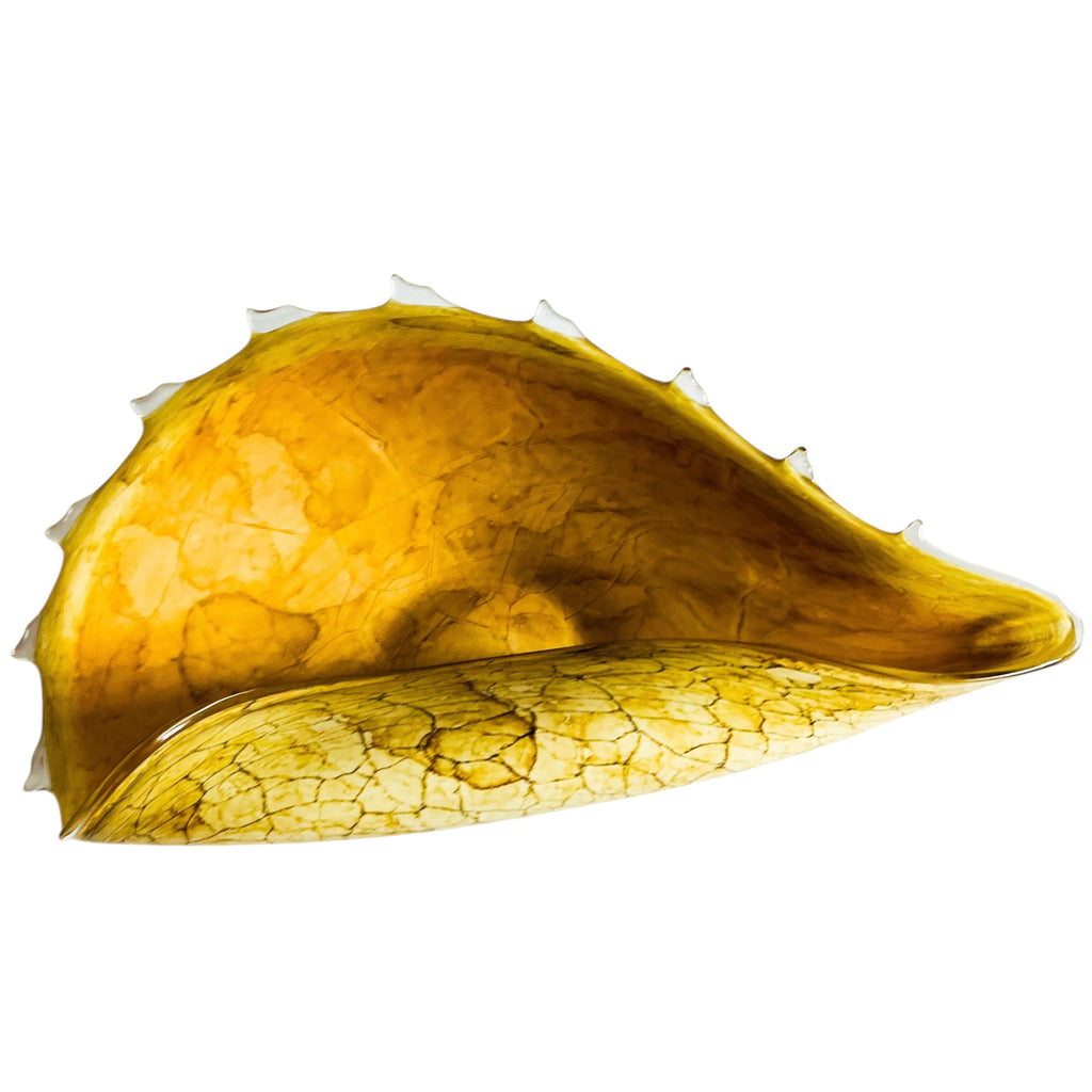 Vintage Hand Blown Art Glass Sea Shell Conch Centerpiece Bowl