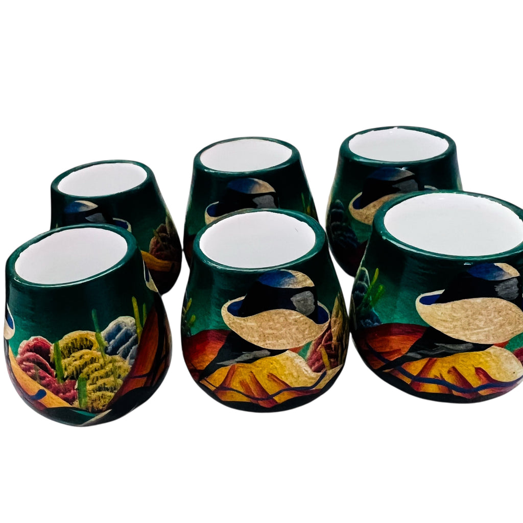 Vintage Bottle Jug with Mini Cup Drinking 7pc Set