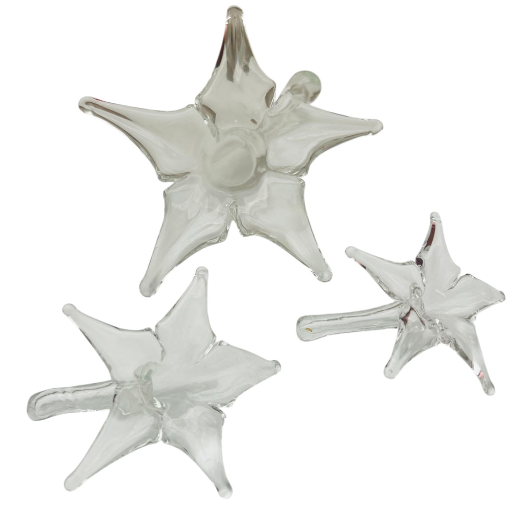 Vintage Clear Glass Lily Flower Short Stem- Set of 3