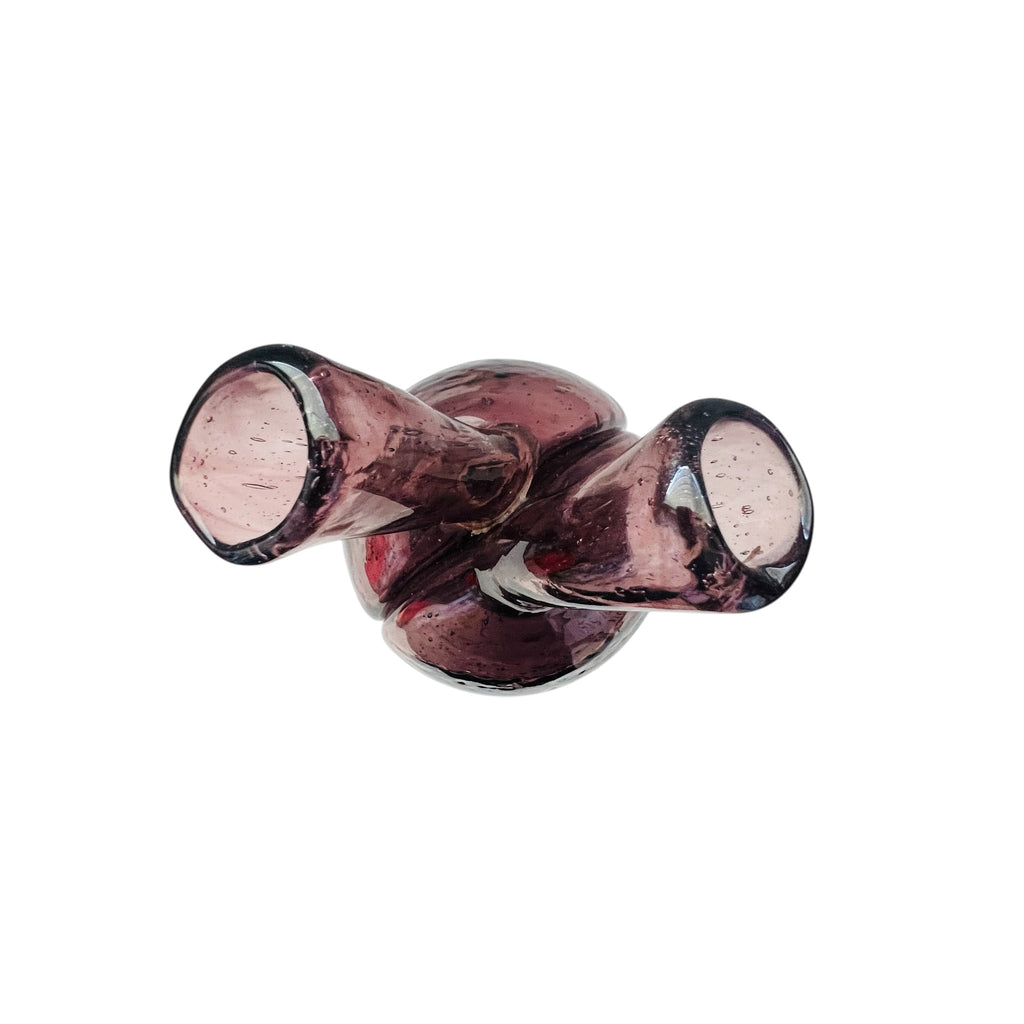 Vintage Art Glass Handblown Amethyst Double Bud Vase