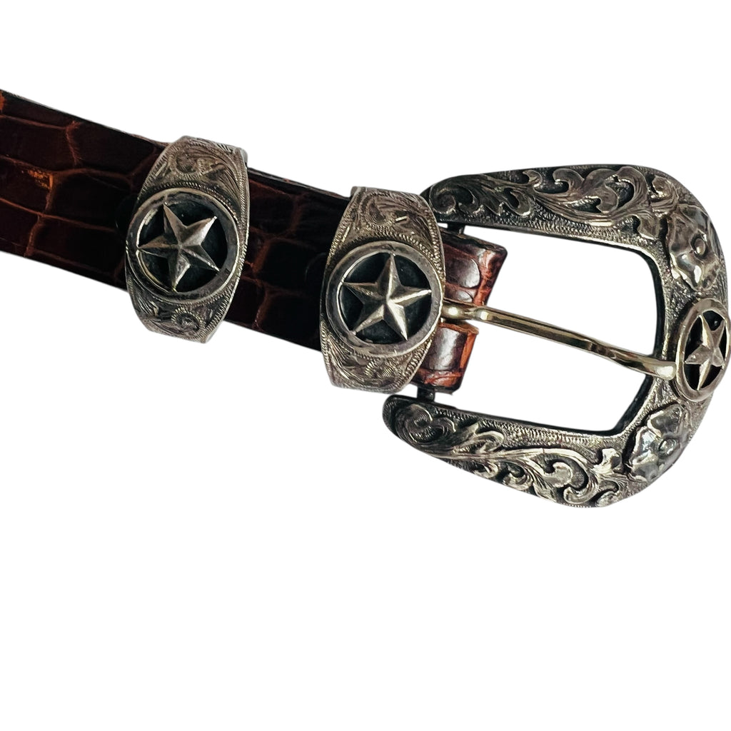 Vintage Texas Star William Stanton Sterling Buckle Belt