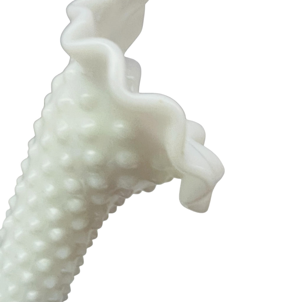 Vintage Fenton Hobnail White Milk Glass Epergne Horn