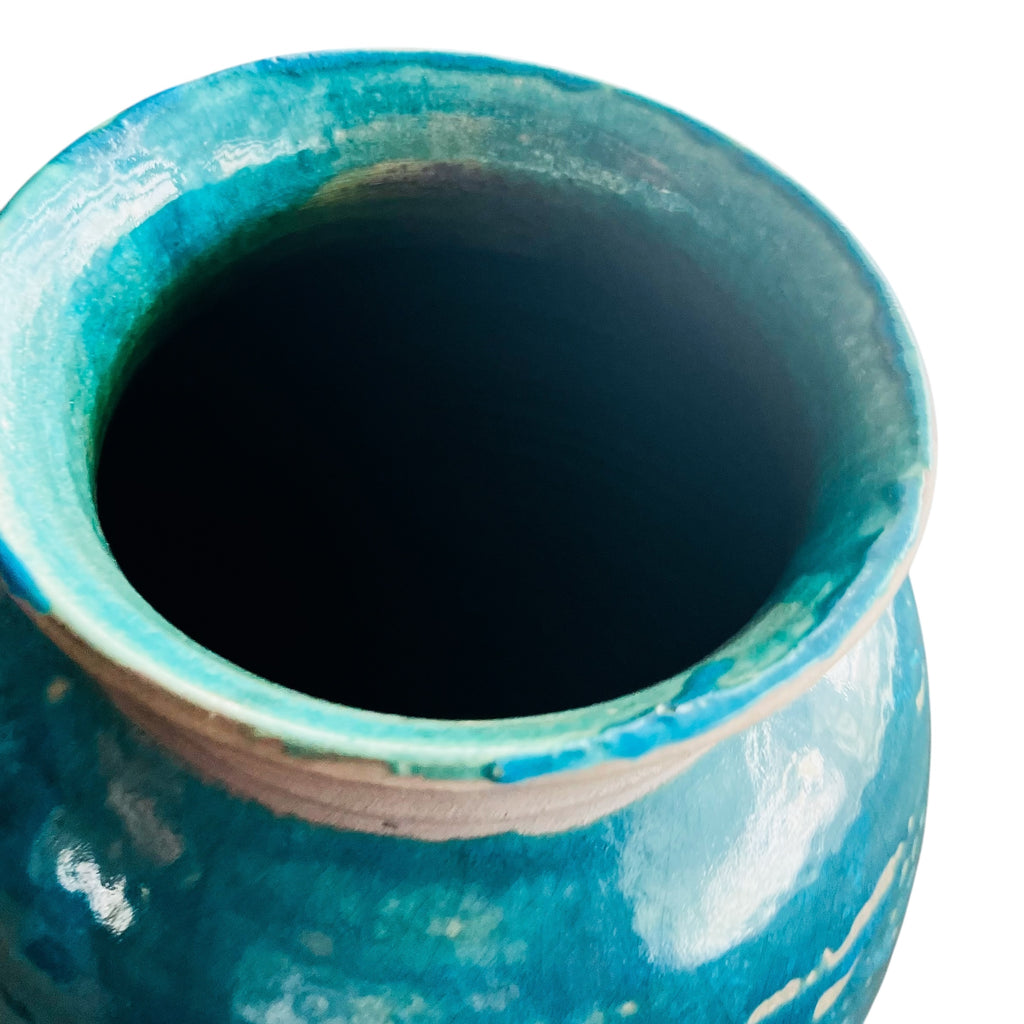 Vintage Scott Wilson Raku Blue-Green Ceramic Floor Vase