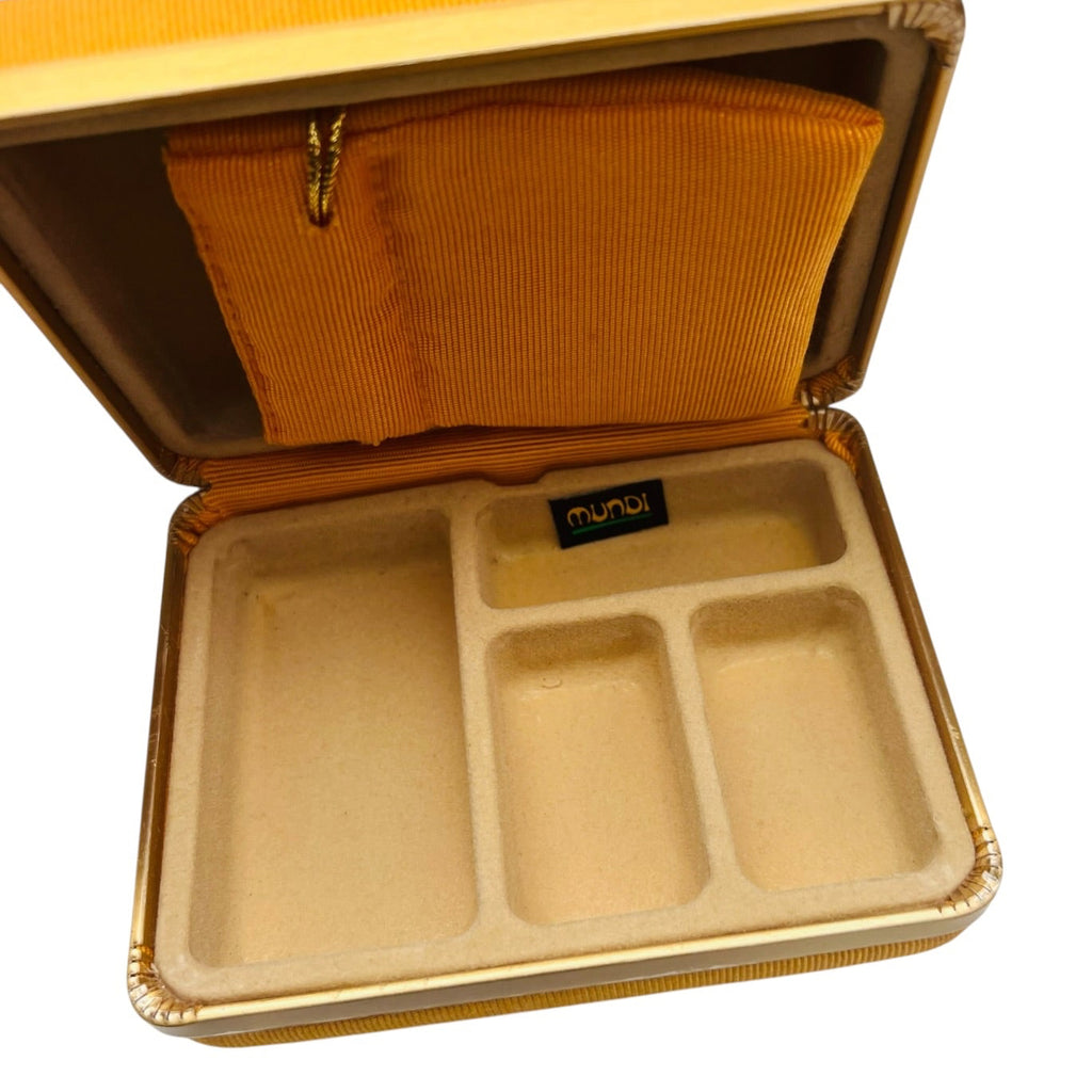 Vintage Mundi Jewelry Clamshell Travel Case With Pouch in Mustard Yellow