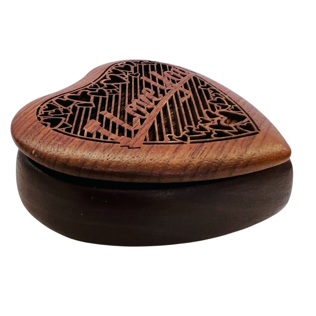 Lasercraft USA Heart-Shaped Wooden Trinket Music Box "I Love You"
