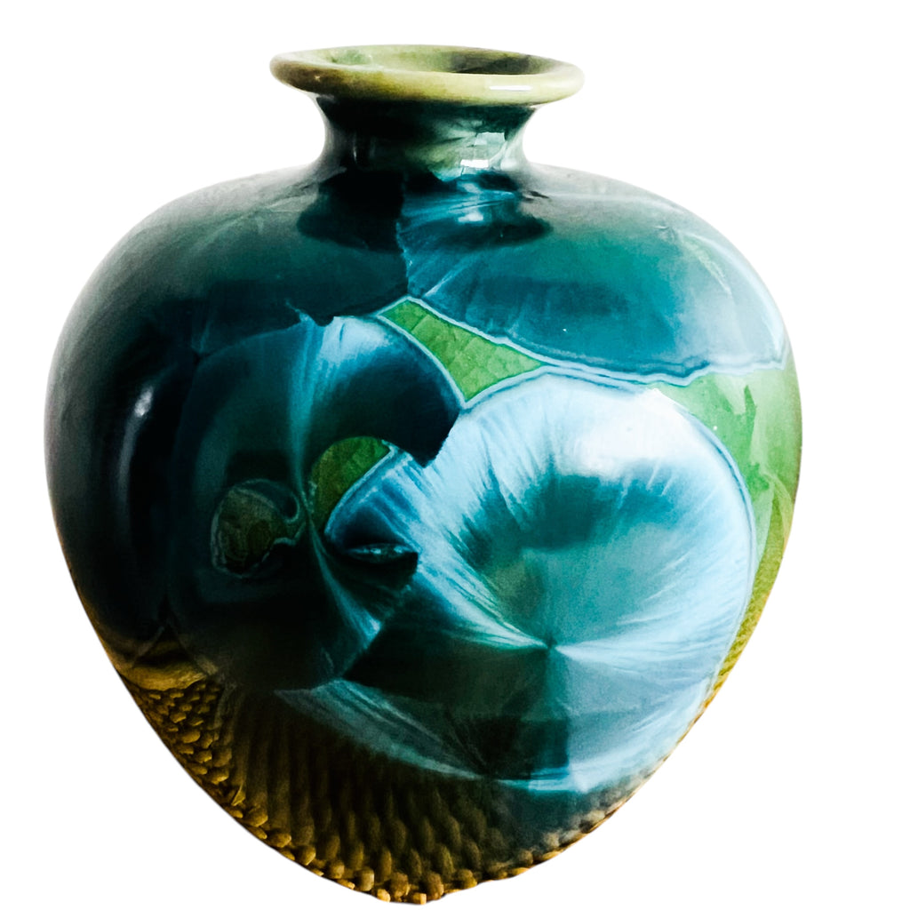 Vintage Louise Reding Crystalline-Glaze Studio Art Pottery  Porcelain Artist Signed Vase