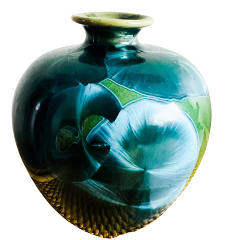Vintage Louise Reding Crystalline-Glaze Studio Art Pottery  Porcelain Artist Signed Vase