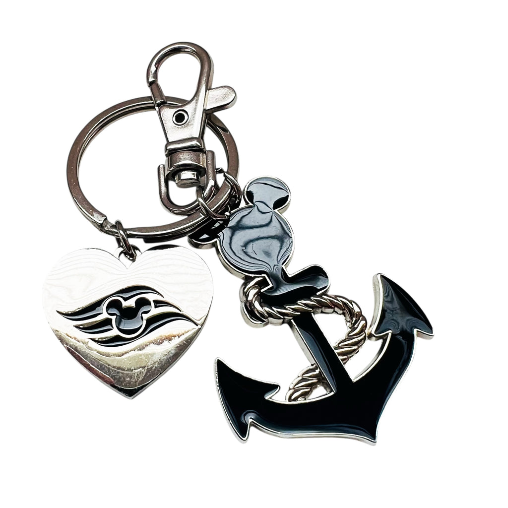 Disney Cruise Line Mickey Icon Anchor & Heart Charm Keychain