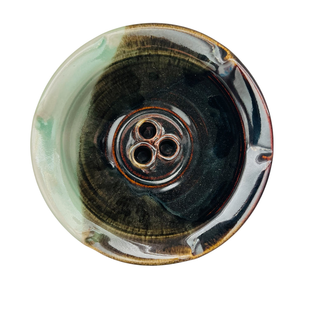 Vintage Ikebana Vase Flower Stem Pottery Bowl