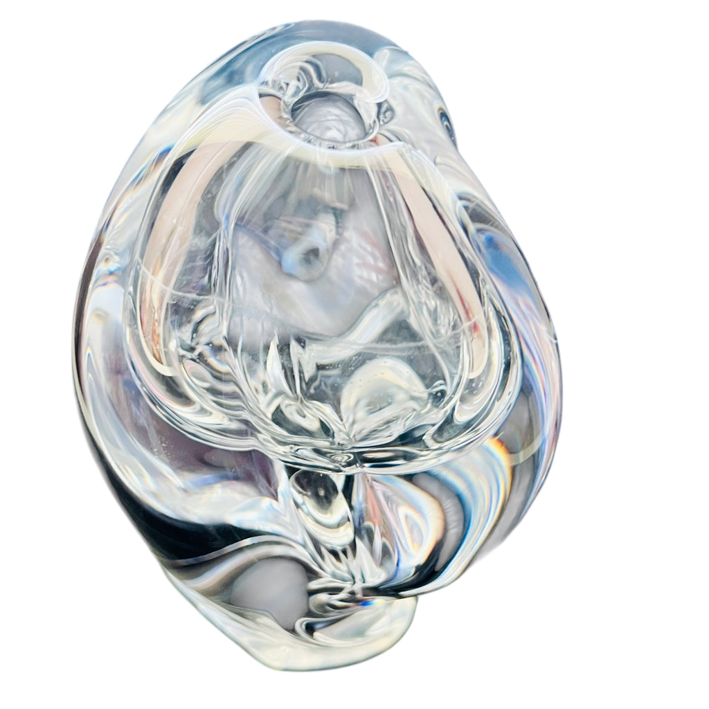 Sklo Lugano Lava Hand Blown Art Glass Object Heavy Vase
