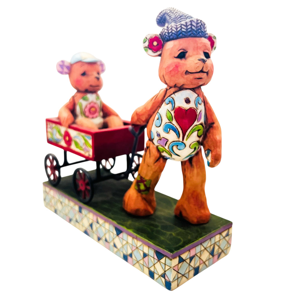Jim Shore Pull Me Now And Ill Pull You Later Bears and Wagon Figurine