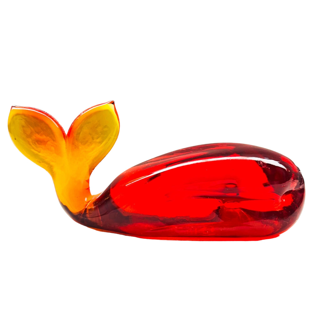 Vintage Glass Whale Handblown Paperweight Figurine
