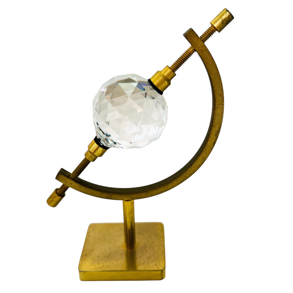Vintage Glass Crystal Globe on Caliper Stand