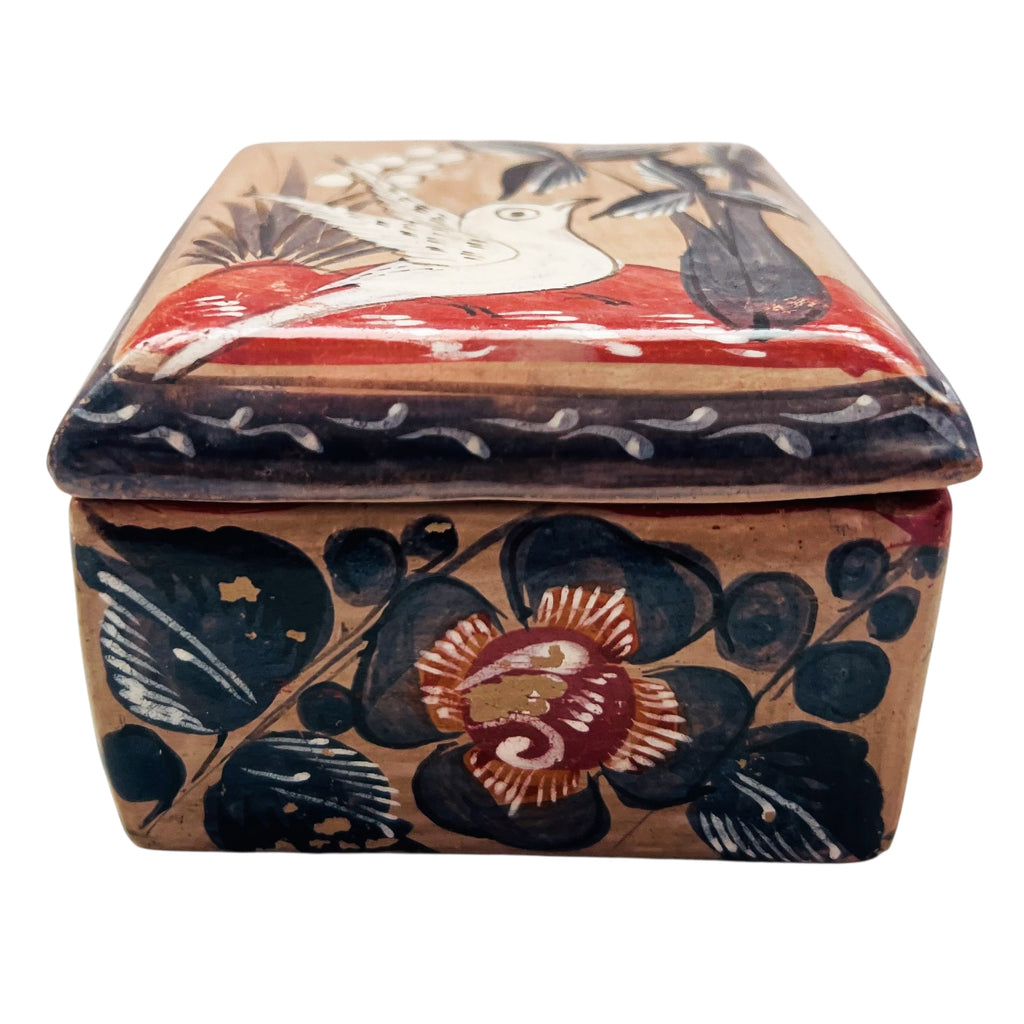 Vintate Talavera Tonala Art Pottery Hand Painted Mexico Box