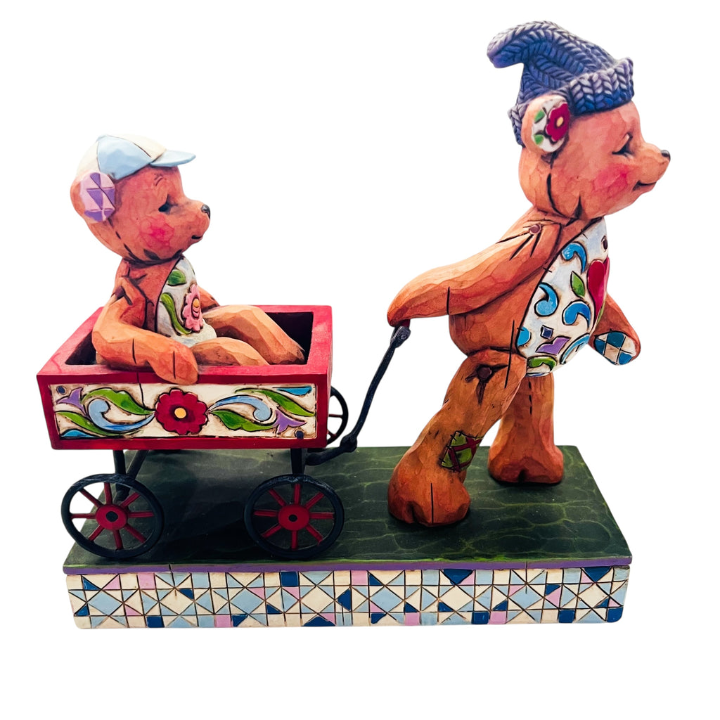 Jim Shore Pull Me Now And Ill Pull You Later Bears and Wagon Figurine