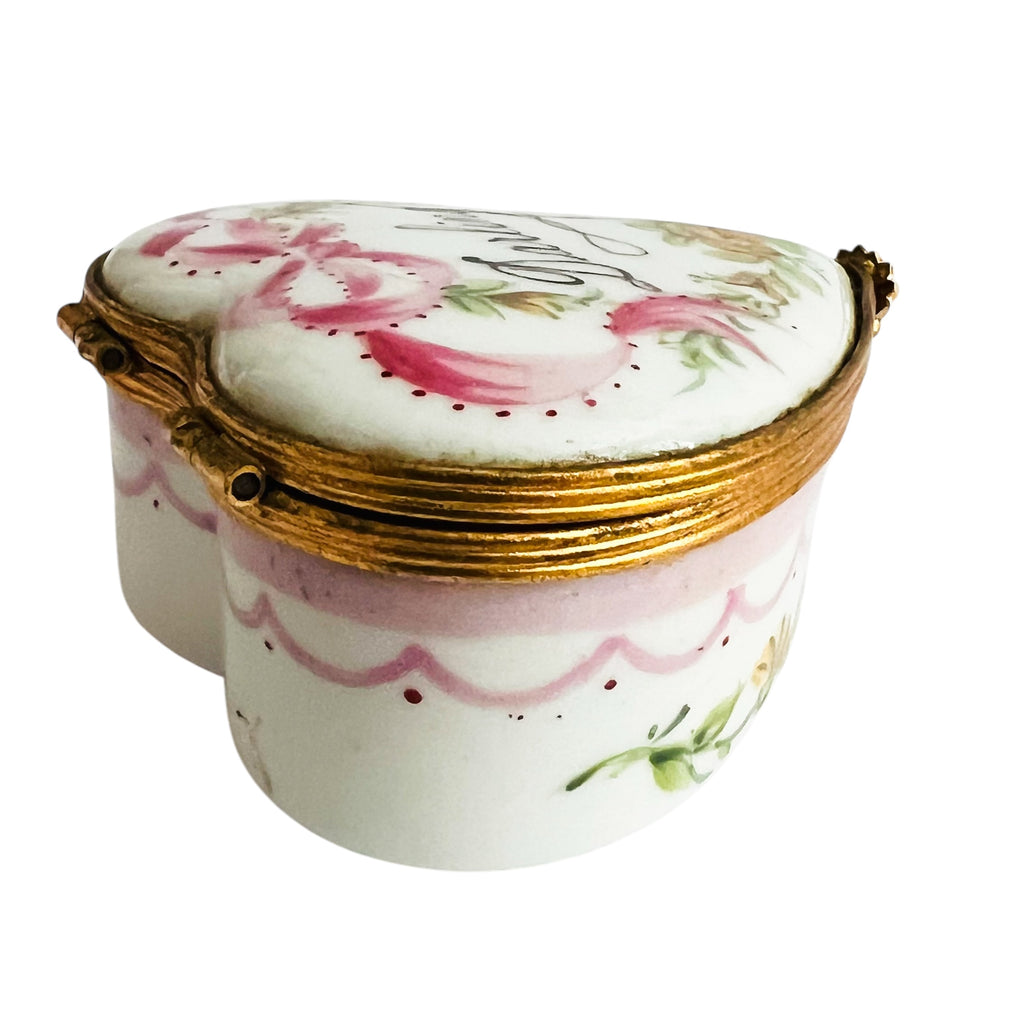Limoges France Heart Shaped Darling Trinket Box