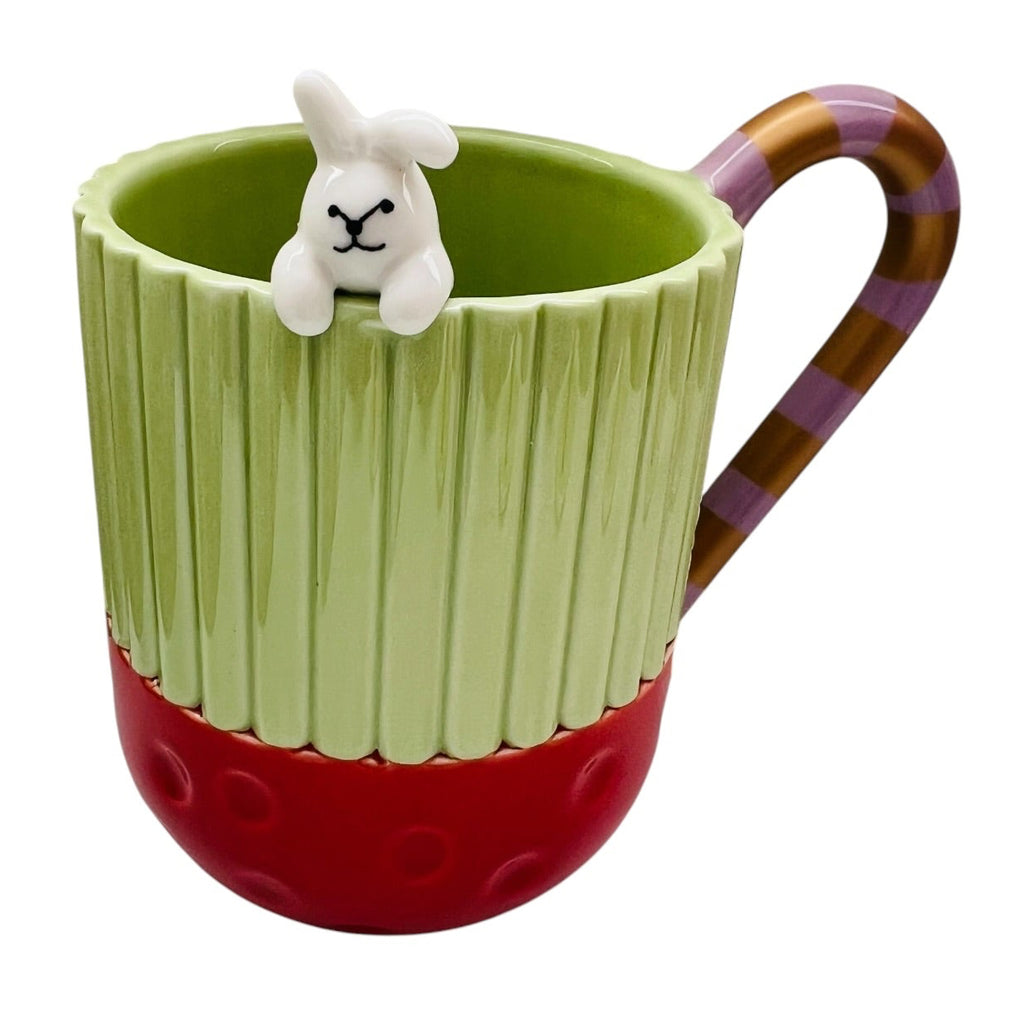 Starbucks Holiday Ceramic Bunny Mug w/ Candy Cane Handle