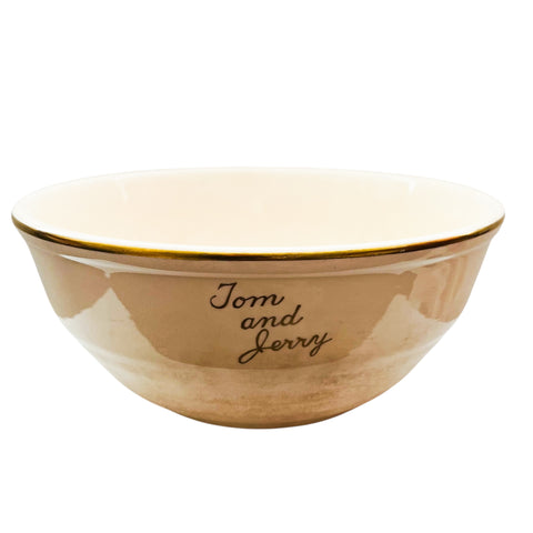 Vintage Tom And Jerry Universal Cambridge Oven Proof Gold Rimmed Punch Bowl