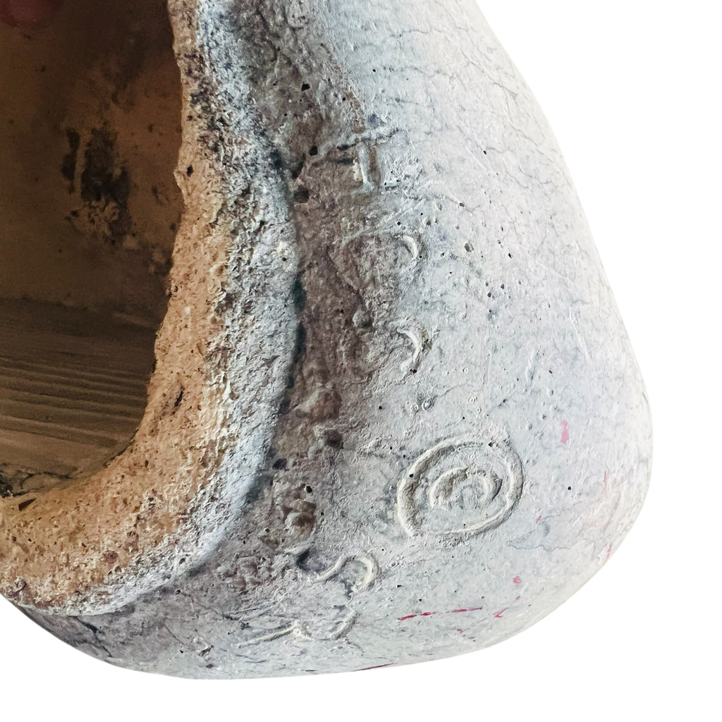 Vintage Whimsical Stone Face Cast Stone Garden Rock Sculpture