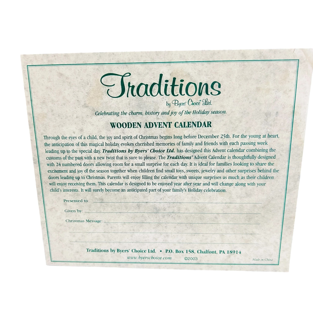 Traditions Advent Calendars Christmas Tree Calendar - With Box