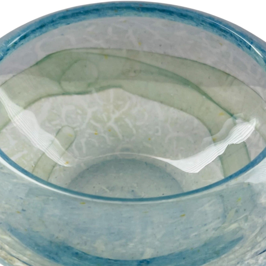 Art Glass Cased Blue Green Decorative Bowl