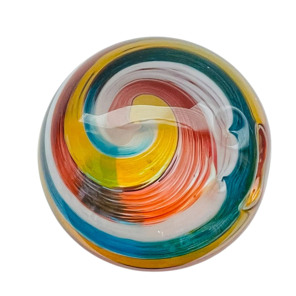 Vintage Swirl Striped Glass Art Orb Paperweight