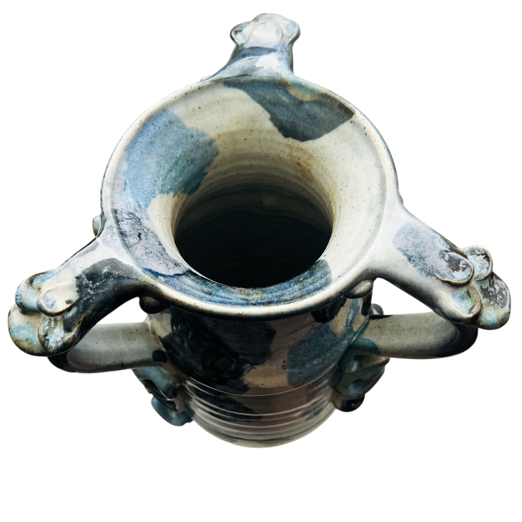 Vintage Buie 1992 Glaze 3 Handle Pottery Signed Vase