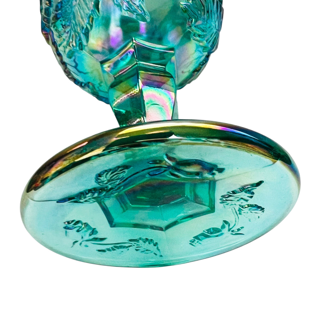 Madonna Inn Wild Rose Teal Iridescent Goblet Drinking Glass