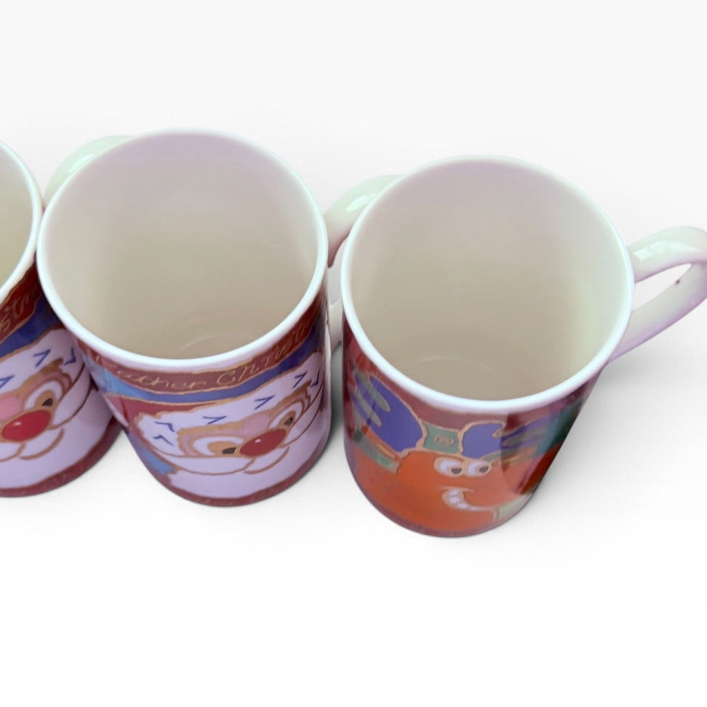 Vintage Golden Christmas Dunoon Santa Holiday Mugs Set of 5