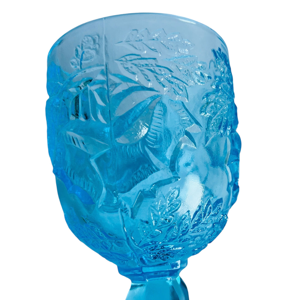 Madonna Inn Rose Aqua Blue Goblet Drinking Glass