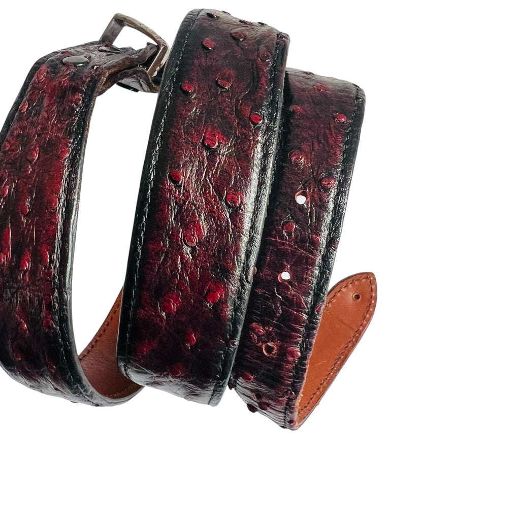 Vintage Douglas Magnus Santa Fe Genuine Ostrich Sterling Buckle Belt