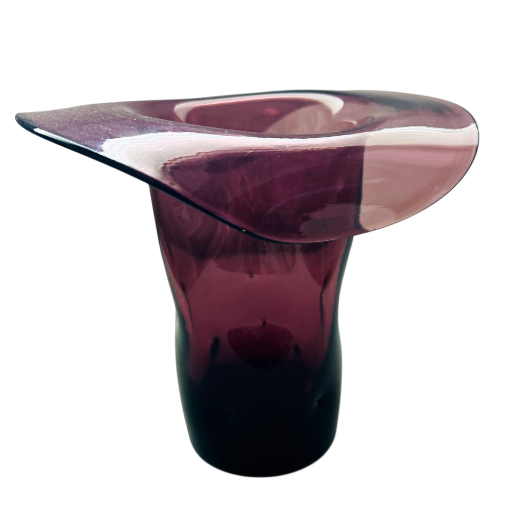 Vintage Blenko Purple Dimpled Art Glass Hat