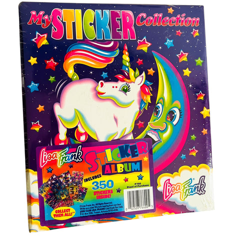 Vintage Lisa Frank Markie Unicorn Moon My Sticker Collection 3 Ring Binder