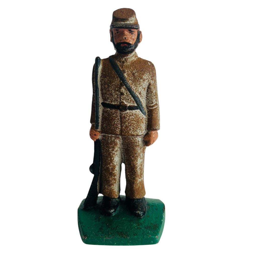 Vintage Cast Iron Hand Painted Military War Soldiers Door Stopper