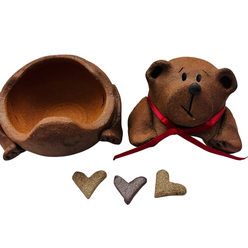 Vintage Sir Mud Clay Heart Trinket Bear