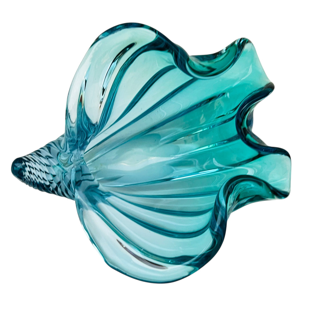 Barbini Murano Sommerso Blue Italian Art Glass Seashell Bowl